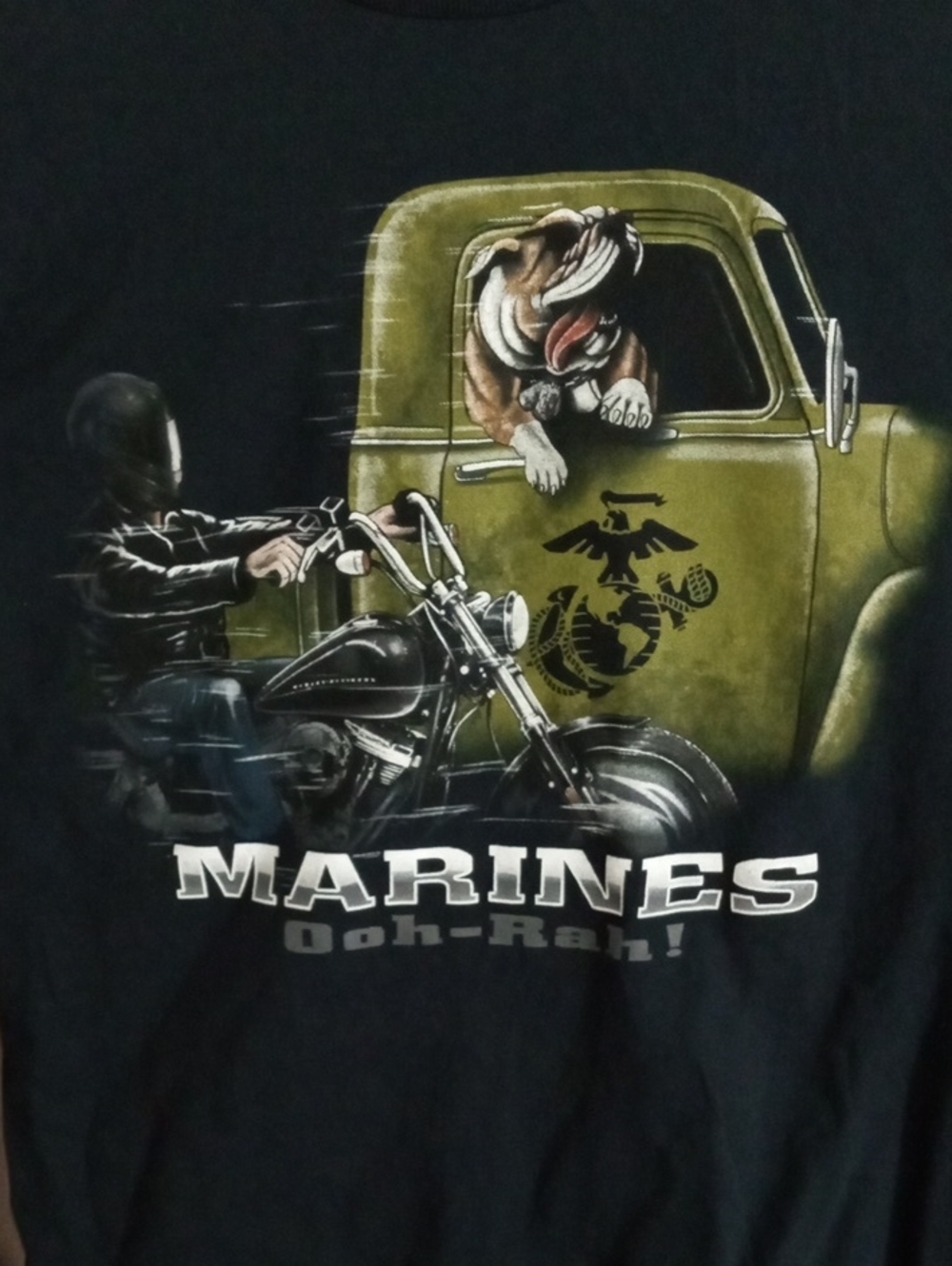Harley-Davidson Black Long Sleeve Marines Ooh-Rah Tee Shirt Men’s Medium